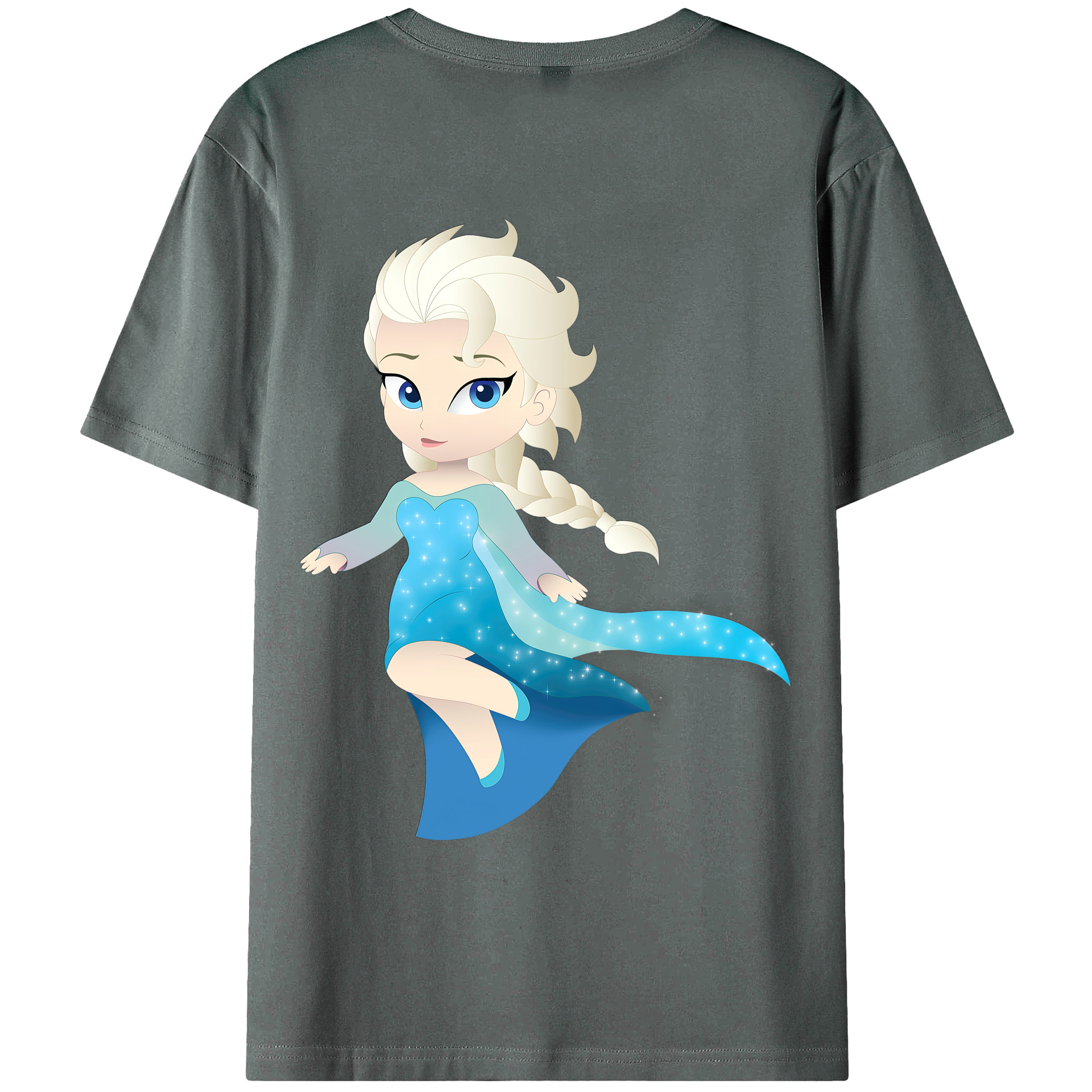（画像用） アナと雪の女王 アンナ エルサ Frozen Anna Elsa 綿100％ メンズ半袖Tシャツ（バックプリント） 通気性